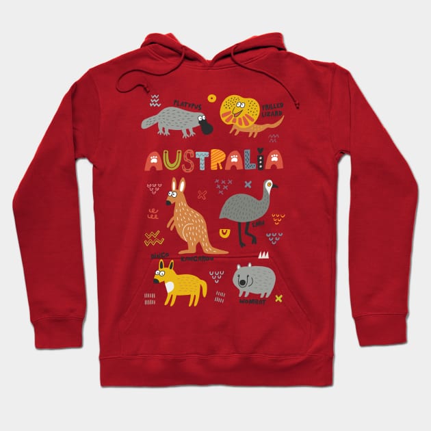 Australian Animals Hoodie by JunkyDotCom